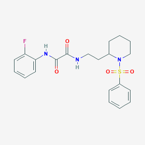 molecular formula C21H24FN3O4S B3017172 N1-(2-fluorophenyl)-N2-(2-(1-(phenylsulfonyl)piperidin-2-yl)ethyl)oxalamide CAS No. 898449-76-8
