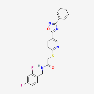 molecular formula C22H16F2N4O2S B3017194 N-(2,4-difluorobenzyl)-2-((5-(3-phenyl-1,2,4-oxadiazol-5-yl)pyridin-2-yl)thio)acetamide CAS No. 1251672-92-0