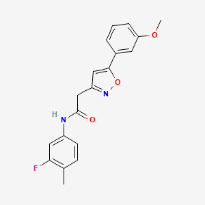 molecular formula C19H17FN2O3 B3017196 N-(3-fluoro-4-methylphenyl)-2-[5-(3-methoxyphenyl)-1,2-oxazol-3-yl]acetamide CAS No. 953204-45-0
