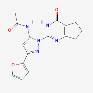 N-(3-(furan-2-yl)-1-(4-oxo-4,5,6,7-tetrahydro-3H-cyclopenta[d]pyrimidin-2-yl)-1H-pyrazol-5-yl)acetamide