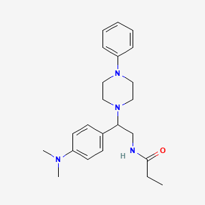 molecular formula C23H32N4O B3017200 N-(2-(4-(dimethylamino)phenyl)-2-(4-phenylpiperazin-1-yl)ethyl)propionamide CAS No. 946286-61-9