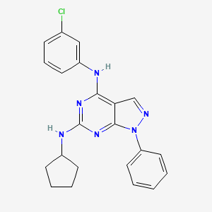 molecular formula C22H21ClN6 B3017201 N4-(3-chlorophenyl)-N6-cyclopentyl-1-phenyl-1H-pyrazolo[3,4-d]pyrimidine-4,6-diamine CAS No. 955339-09-0