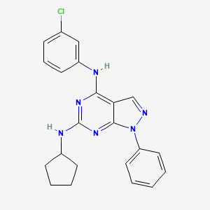 molecular formula C22H21ClN6 B3017201 N~4~-(3-chlorophenyl)-N~6~-cyclopentyl-1-phenyl-1H-pyrazolo[3,4-d]pyrimidine-4,6-diamine CAS No. 955339-09-0