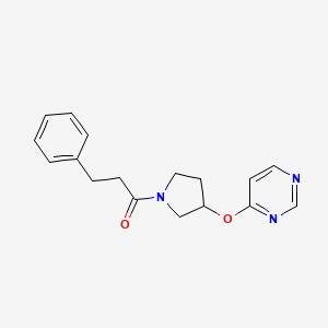 3-Phenyl-1-(3-(pyrimidin-4-yloxy)pyrrolidin-1-yl)propan-1-one
