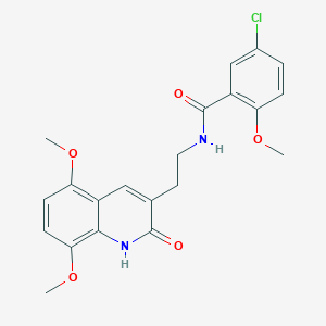 molecular formula C21H21ClN2O5 B3017233 5-chloro-N-[2-(5,8-dimethoxy-2-oxo-1H-quinolin-3-yl)ethyl]-2-methoxybenzamide CAS No. 851403-60-6