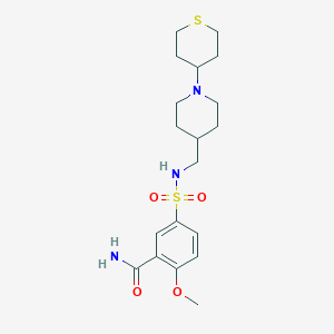 2-methoxy-5-(N-((1-(tetrahydro-2H-thiopyran-4-yl)piperidin-4-yl)methyl)sulfamoyl)benzamide