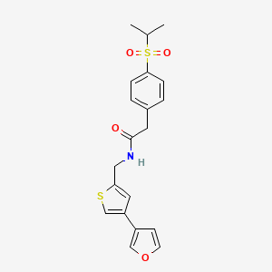 N-[[4-(Furan-3-yl)thiophen-2-yl]methyl]-2-(4-propan-2-ylsulfonylphenyl)acetamide