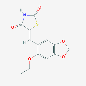 molecular formula C13H11NO5S B301727 5-[(6-ethoxy-1,3-benzodioxol-5-yl)methylene]-1,3-thiazolidine-2,4-dione 