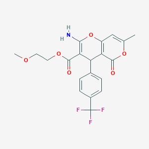 2-methoxyethyl 2-amino-7-methyl-5-oxo-4-[4-(trifluoromethyl)phenyl]-4H-pyrano[3,2-c]pyran-3-carboxylate