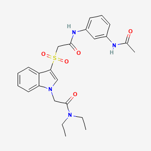 molecular formula C24H28N4O5S B3017325 2-(3-((2-((3-acetamidophenyl)amino)-2-oxoethyl)sulfonyl)-1H-indol-1-yl)-N,N-diethylacetamide CAS No. 878056-95-2