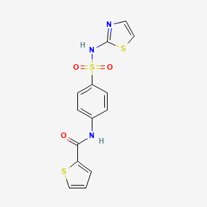 molecular formula C14H11N3O3S3 B3017330 N-{4-[(1,3-thiazol-2-ylamino)sulfonyl]phenyl}-2-thiophenecarboxamide CAS No. 300815-96-7