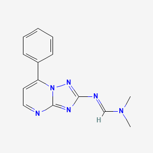 molecular formula C14H14N6 B3017343 N,N-dimethyl-N'-(7-phenyl-[1,2,4]triazolo[1,5-a]pyrimidin-2-yl)methanimidamide CAS No. 303145-78-0