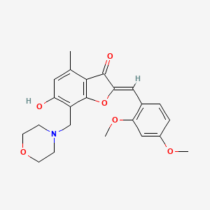 molecular formula C23H25NO6 B3017345 (2Z)-2-[(2,4-dimethoxyphenyl)methylidene]-6-hydroxy-4-methyl-7-[(morpholin-4-yl)methyl]-2,3-dihydro-1-benzofuran-3-one CAS No. 904010-36-2