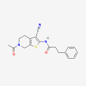 molecular formula C19H19N3O2S B3017379 N-(6-acetyl-3-cyano-4,5,6,7-tetrahydrothieno[2,3-c]pyridin-2-yl)-3-phenylpropanamide CAS No. 864859-05-2