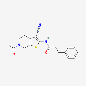 molecular formula C19H19N3O2S B3017379 N-(6-乙酰基-3-氰基-5,7-二氢-4H-噻吩并[2,3-c]吡啶-2-基)-3-苯基丙酰胺 CAS No. 864859-05-2