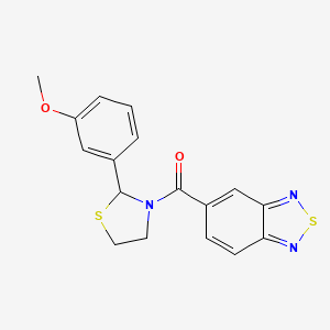 molecular formula C17H15N3O2S2 B3017411 Benzo[c][1,2,5]thiadiazol-5-yl(2-(3-methoxyphenyl)thiazolidin-3-yl)methanone CAS No. 2034287-48-2