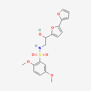 molecular formula C18H19NO7S B3017438 N-(2-{[2,2'-bifuran]-5-yl}-2-hydroxyethyl)-2,5-dimethoxybenzene-1-sulfonamide CAS No. 2320858-88-4
