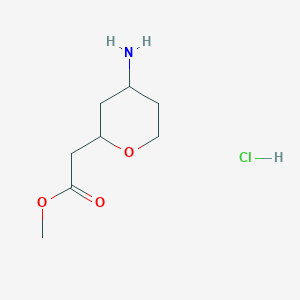 molecular formula C8H16ClNO3 B3017502 Methyl2-(4-aminooxan-2-yl)acetatehydrochloride CAS No. 2253631-99-9; 2253632-00-5