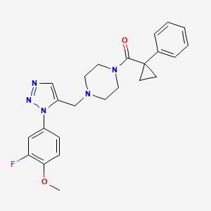 (4-((1-(3-fluoro-4-methoxyphenyl)-1H-1,2,3-triazol-5-yl)methyl)piperazin-1-yl)(1-phenylcyclopropyl)methanone
