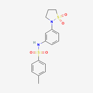 molecular formula C16H18N2O4S2 B3017542 N-(3-(1,1-dioxidoisothiazolidin-2-yl)phenyl)-4-methylbenzenesulfonamide CAS No. 941886-05-1