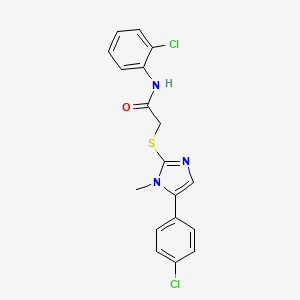 molecular formula C18H15Cl2N3OS B3017571 N-(2-chlorophenyl)-2-((5-(4-chlorophenyl)-1-methyl-1H-imidazol-2-yl)thio)acetamide CAS No. 946334-03-8