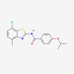 molecular formula C18H17ClN2O2S B3017578 N-(7-chloro-4-methylbenzo[d]thiazol-2-yl)-4-isopropoxybenzamide CAS No. 906784-20-1