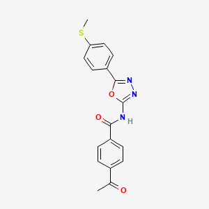4-acetyl-N-[5-(4-methylsulfanylphenyl)-1,3,4-oxadiazol-2-yl]benzamide