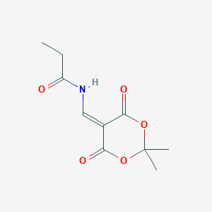 molecular formula C10H13NO5 B3017620 N-[(2,2-dimethyl-4,6-dioxo-1,3-dioxan-5-ylidene)methyl]propanamide CAS No. 175728-08-2