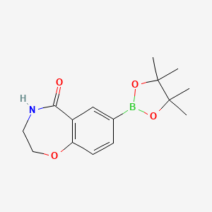 molecular formula C15H20BNO4 B3017654 7-(Tetramethyl-1,3,2-dioxaborolan-2-yl)-2,3,4,5-tetrahydro-1,4-benzoxazepin-5-one CAS No. 1491157-36-8
