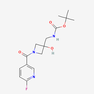 molecular formula C15H20FN3O4 B3017676 tert-butyl N-{[1-(6-fluoropyridine-3-carbonyl)-3-hydroxyazetidin-3-yl]methyl}carbamate CAS No. 2094506-61-1