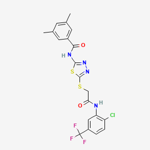 N-[5-[2-[2-chloro-5-(trifluoromethyl)anilino]-2-oxoethyl]sulfanyl-1,3,4-thiadiazol-2-yl]-3,5-dimethylbenzamide