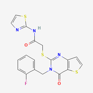 2-((3-(2-fluorobenzyl)-4-oxo-3,4-dihydrothieno[3,2-d]pyrimidin-2-yl)thio)-N-(thiazol-2-yl)acetamide