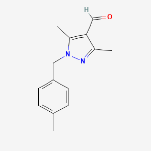 3,5-dimethyl-1-[(4-methylphenyl)methyl]-1H-pyrazole-4-carbaldehyde