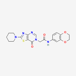 molecular formula C20H21N5O4S B3017800 N-(2,3-dihydro-1,4-benzodioxin-6-yl)-2-[7-oxo-2-(piperidin-1-yl)-6H,7H-[1,3]thiazolo[4,5-d]pyrimidin-6-yl]acetamide CAS No. 1223973-91-8