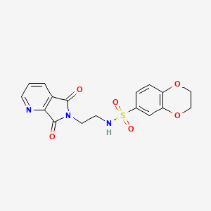 molecular formula C17H15N3O6S B3017813 N-(2-(5,7-dioxo-5H-pyrrolo[3,4-b]pyridin-6(7H)-yl)ethyl)-2,3-dihydrobenzo[b][1,4]dioxine-6-sulfonamide CAS No. 1985037-88-4