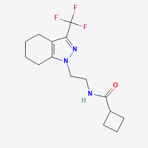 molecular formula C15H20F3N3O B3017860 N-{2-[3-(trifluoromethyl)-4,5,6,7-tetrahydro-1H-indazol-1-yl]ethyl}cyclobutanecarboxamide CAS No. 1797816-09-1