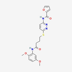 molecular formula C21H22N4O5S B3017881 N-(6-((4-((2,5-dimethoxyphenyl)amino)-4-oxobutyl)thio)pyridazin-3-yl)furan-2-carboxamide CAS No. 1105211-44-6