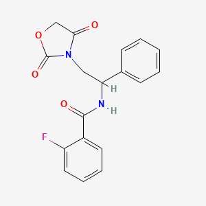 molecular formula C18H15FN2O4 B3017892 N-[2-(2,4-dioxo-1,3-oxazolidin-3-yl)-1-phenylethyl]-2-fluorobenzamide CAS No. 2034251-16-4