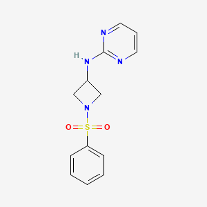 molecular formula C13H14N4O2S B3017913 N-[1-(benzenesulfonyl)azetidin-3-yl]pyrimidin-2-amine CAS No. 2034421-22-0