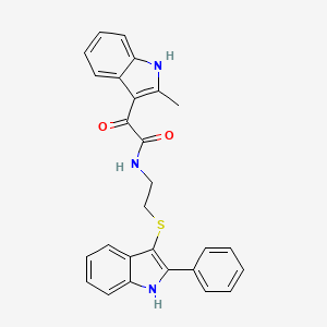 molecular formula C27H23N3O2S B3017992 2-(2-methyl-1H-indol-3-yl)-2-oxo-N-(2-((2-phenyl-1H-indol-3-yl)thio)ethyl)acetamide CAS No. 852372-21-5