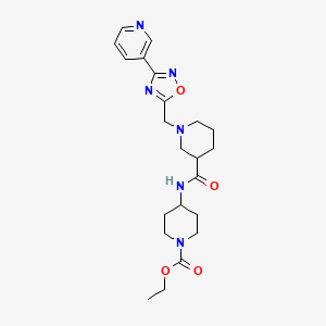 molecular formula C22H30N6O4 B3018021 Ethyl 4-(1-((3-(pyridin-3-yl)-1,2,4-oxadiazol-5-yl)methyl)piperidine-3-carboxamido)piperidine-1-carboxylate CAS No. 1286732-19-1