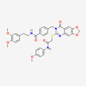 N-(3,4-dimethoxyphenethyl)-4-((6-((2-((4-methoxyphenyl)amino)-2-oxoethyl)thio)-8-oxo-[1,3]dioxolo[4,5-g]quinazolin-7(8H)-yl)methyl)benzamide