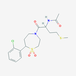N-(1-(7-(2-chlorophenyl)-1,1-dioxido-1,4-thiazepan-4-yl)-4-(methylthio)-1-oxobutan-2-yl)acetamide