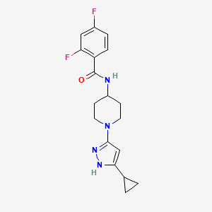molecular formula C18H20F2N4O B3018063 N-[1-(5-cyclopropyl-1H-pyrazol-3-yl)piperidin-4-yl]-2,4-difluorobenzamide CAS No. 2034209-24-8