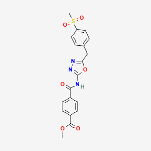 molecular formula C19H17N3O6S B3018094 Methyl 4-((5-(4-(methylsulfonyl)benzyl)-1,3,4-oxadiazol-2-yl)carbamoyl)benzoate CAS No. 1170638-77-3