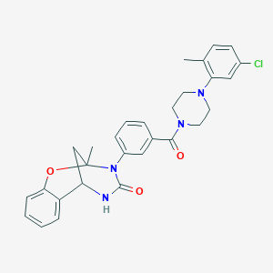 molecular formula C29H29ClN4O3 B3018201 10-{3-[4-(5-Chloro-2-methylphenyl)piperazine-1-carbonyl]phenyl}-9-methyl-8-oxa-10,12-diazatricyclo[7.3.1.0^{2,7}]trideca-2,4,6-trien-11-one CAS No. 901264-72-0