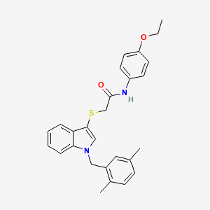 molecular formula C27H28N2O2S B3018252 2-({1-[(2,5-dimethylphenyl)methyl]-1H-indol-3-yl}sulfanyl)-N-(4-ethoxyphenyl)acetamide CAS No. 681279-59-4