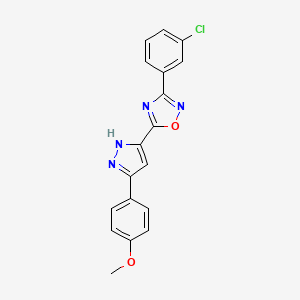 B3018285 3-(3-chlorophenyl)-5-(3-(4-methoxyphenyl)-1H-pyrazol-5-yl)-1,2,4-oxadiazole CAS No. 1190280-45-5