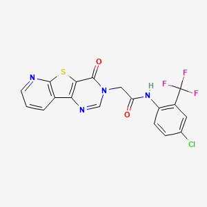 molecular formula C18H10ClF3N4O2S B3018290 N-[4-chloro-2-(trifluoromethyl)phenyl]-2-(6-oxo-8-thia-3,5,10-triazatricyclo[7.4.0.02,7]trideca-1(9),2(7),3,10,12-pentaen-5-yl)acetamide CAS No. 1224012-19-4