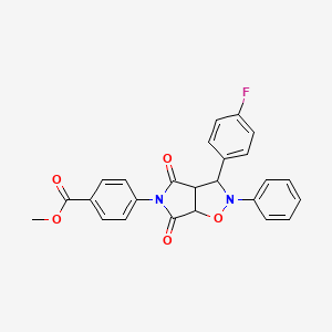 molecular formula C25H19FN2O5 B3018343 methyl 4-(3-(4-fluorophenyl)-4,6-dioxo-2-phenyltetrahydro-2H-pyrrolo[3,4-d]isoxazol-5(3H)-yl)benzoate CAS No. 474002-07-8